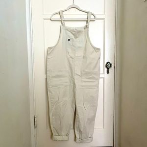 LUCY & YAK atlas dungaree: organic twill - cream, size medium